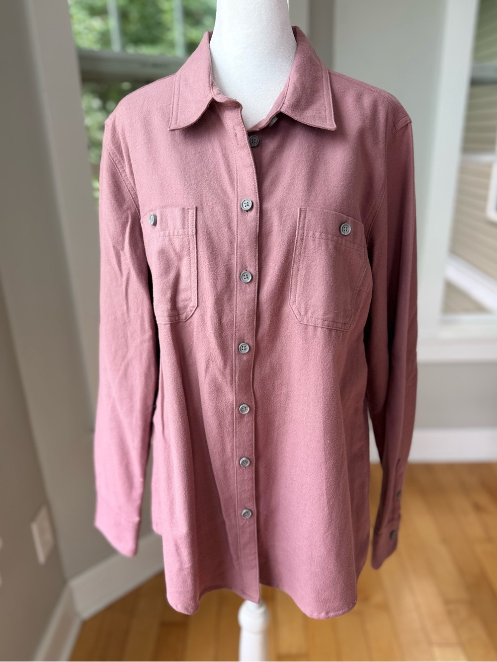 Ridgecut Mauve Pink Purple Cotton Flannel Button Down Shirt Top Sz Large
